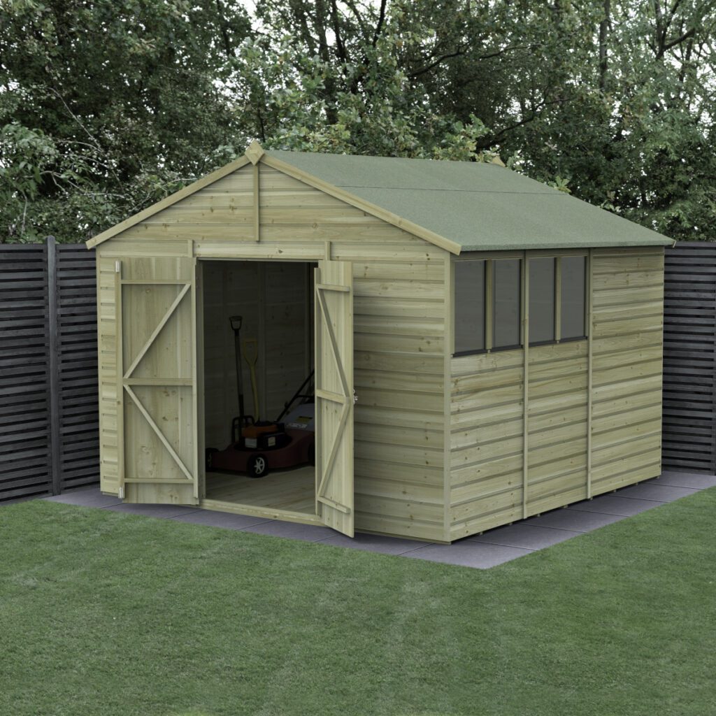 Beckwood 10×10 Apex Shed – 4 Windows – Double Door with Installation 5013053196540 2